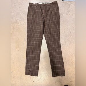 H&M Men's Brown Plaid Dress Pants